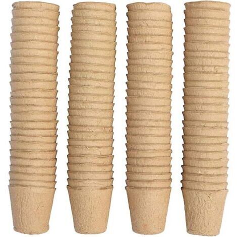 100 Pieces Pot Semis Biodegradable, Godet Semis Biodegradable, Pot pour Semis, 8cm, Rond, Outils de Jardinage à Domicile