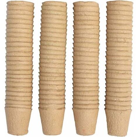 100 Pieces Pot Semis Biodegradable, Godet Semis Biodegradable, Pot pour Semis, 8cm, Rond, Outils de Jardinage à Domicile