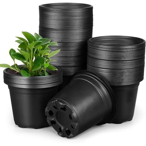 100 Pièces Pots de Fleurs en Plastique, 10CM Jardinière Légers pour Semis Conteneur pour Semis de Pépinière pour Légumes Fleurs Herbes Aromatiques Boutures et Plantes Succulentes (10cm x 8,5cm)