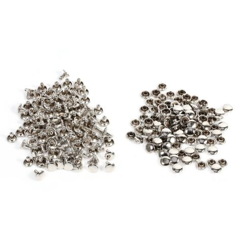 100 Pièces Rivets à Double Capsule 8x8mm pour Travail du Cuir et Réparations, Clous Décoratifs Métalliques (Argent)