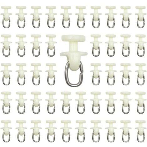 100 pièces Rouleaux de Rail de Rideau-(Blanc) Rail intérieur Crochet de Rideau Rail Glisseur Rail,Rideau Poulie à Rideaux en Plastique