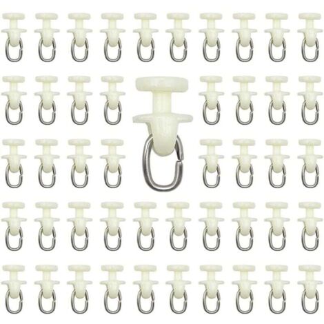 100 pièces Rouleaux de Rail de Rideau-(Blanc) Rail intérieur Crochet de Rideau Rail Glisseur Rail,Rideau Poulie à Rideaux en Plastique