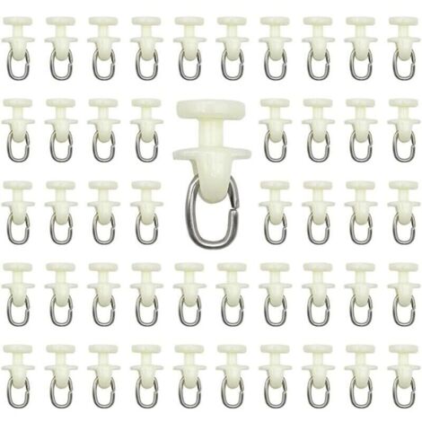 100 pièces Rouleaux de Rail de Rideau-(Blanc) Rail intérieur Crochet de Rideau Rail Glisseur Rail,Rideau Poulie à Rideaux en Plastique