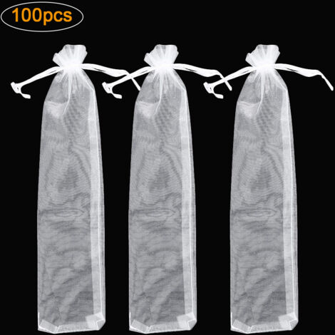 100 Pièces Sachets Cadeaux Organza avec Cordon pour Éventails Pliants, Pochette Cadeau pour Éventails à Main