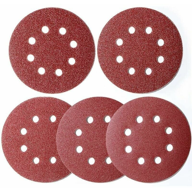 100 pieces sandpaper eccentric sander 125 mm Velcro, sanding discs 8 holes Velcro round 125 mm for orbital sander 20x 40/60/80/120/180 grit per