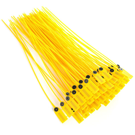 100 pièces Sceau de Sécurité Plastique pour Camion de Transport 40cm, Attaches Câbles Étiquetées Numérotées Jaunes