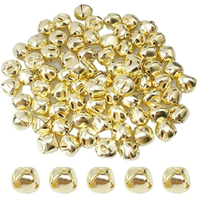 100 Pieces Séries Vive le Vent, 15 Mm les Clochettes en Métal Mini Cloches Artisanales les Perles Convient pour le Bricolage Or