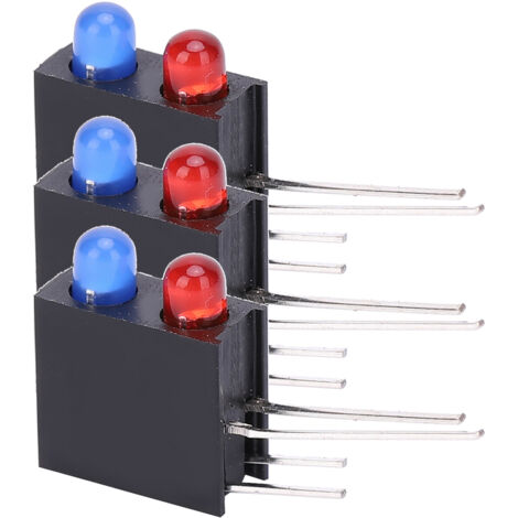 100 Pièces Support LED Noir Double Perforation Base Carrée 90° avec Éclairage Bleu Rouge 3mm