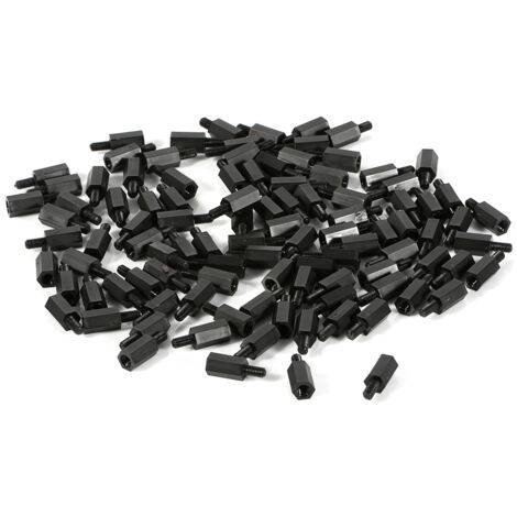 100 pièces Vis à tête ronde M2 M3 M4 avec Écrous hexagonaux en nylon et Entretoises filetées mixtes