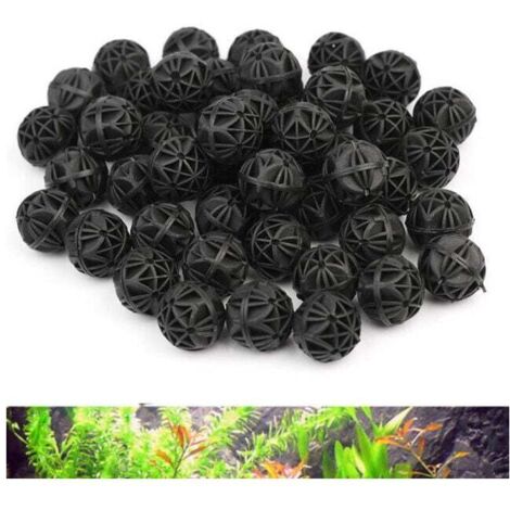 100 piezas 16 mm, bola de filtro de acuario, filtro de algodón bioquímico, limpieza y descomposición de sustancias tóxicas y nocivas en el agua, para filtrar acuarios