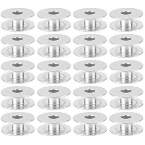 100 piezas de bobinas de máquina de coser, bobinas universales de aluminio vacías para máquinas de coser, bobinas planas para máquinas de coser industriales, accesorios