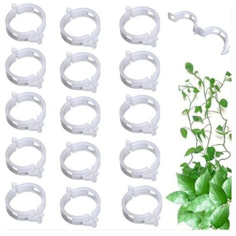 100 piezas de clips de soporte cerrados para plantas trepadoras, plantas verdes, tomates, vides, color blanco