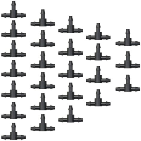 100 piezas de conectores en T para manguera de 4/7 mm, conectores en T para aspersores de PVC, boquillas atomizadoras, riego por goteo, microaspersión, juntas de riego para sistemas de mangueras autom