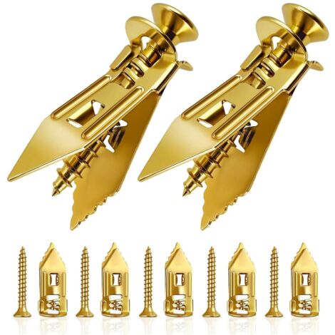 100 piezas de fijaciones para paneles de yeso, anclajes autoperforantes para paneles de yeso con kit de tornillos, eliminando la necesidad de taladrar o perforar agujeros en la pared, 12 x 30 cm