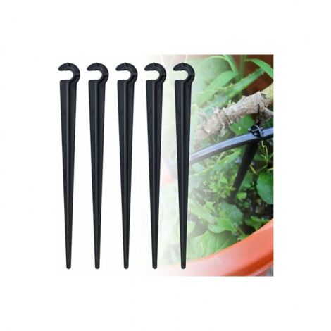 100 piezas de soporte para tubería de riego de PE, estaca de fijación al suelo, soporte para tubería de riego, gancho para tubería
