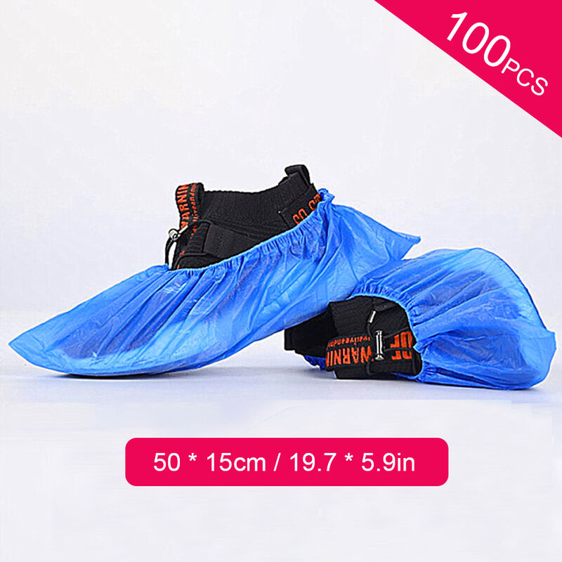 

Asupermall - 100 piezas desechables cubierta de zapatos PE en forma de T impermeable a prueba de polvo grueso de oficina en casa para maquina