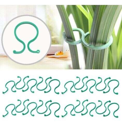 100 pinzas de jardín, pinzas de soporte para plantas, pinzas de plástico reutilizables, pinzas duraderas, anillos trenzados para plantas trepadoras.