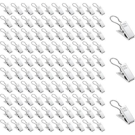 100 pinzas metálicas plateadas para cortinas, con ganchos y anillas para ducha y ventanas, decoración del hogar.