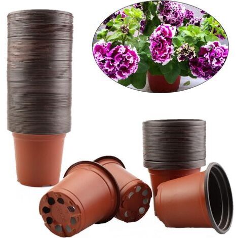 100 pots de fleurs réutilisables en plastique, adaptés aux semis, aux plantes grasses et à la culture de plantes d'intérieur et d'extérieur (9 cm) H225