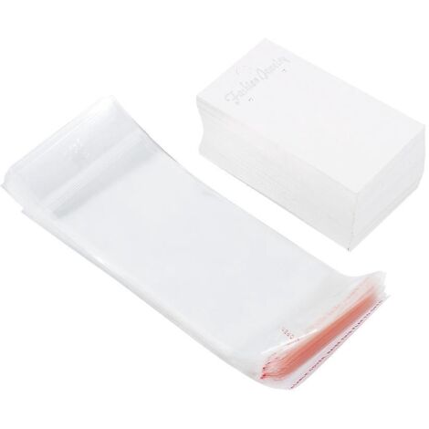 100 présentoirs blancs pour boucles d'oreilles avec sachets autocollants