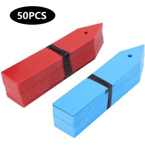 100 PVC-Gartenetiketten zur Kennzeichnung von Pflanzen und Setzlingen (Blau, Rot)