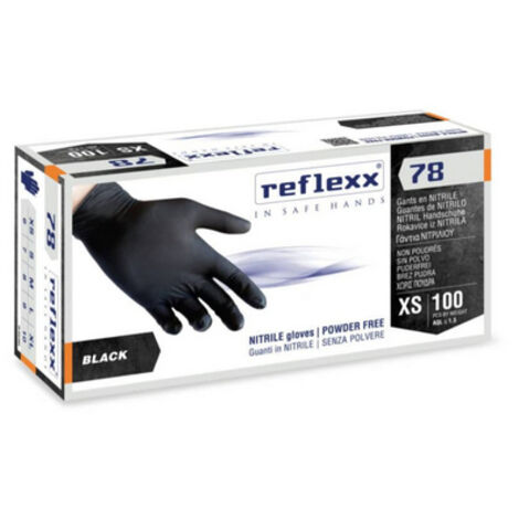 100 PZ GUANTI IN NITRILE NERO SENZA POLVERE R78- Taglia XL- REFLE- pezzi 1