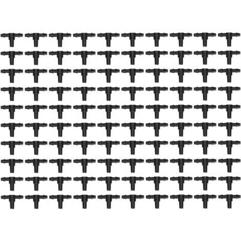 100 raccords de tuyau 4/7, raccords en T pour système d'irrigation goutte-à-goutte