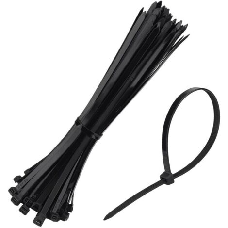 100 racines Serre cable,300 mm x 7,6 mm, Serflex Noir,serre cable plastique 300mm,serre cable plastique,Professionnelles Attache Câble, Adaptées à l'Industrie,Secteur des Câbles (Noires)