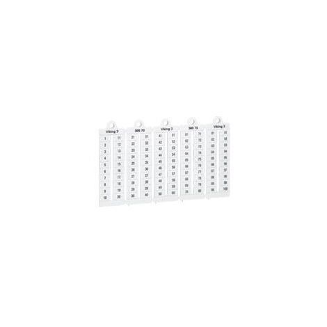 100 repères à lecture horizontale pour bloc de jonction viking 3 pas 8mm avec chiffres 1 à 50 LEGRAND 039529