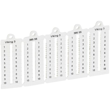 100 repères à lecture verticale pour bloc de jonction viking 3 pas 5mm avec chiffres 1 à 10 LEGRAND 039555