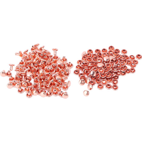 100 Rivets à Double Capsule Rose Gold pour Sacs à Main, Chaussures, Ceintures et Projets DIY en Cuir