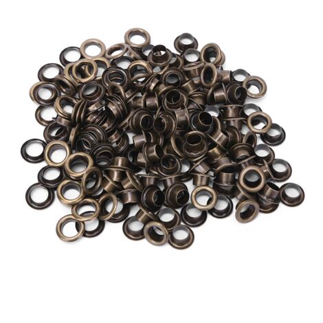 100 rivets creux à œillets double face en laiton de 6 mm pour sac à vêtements/ceinture chaussure (bronze)