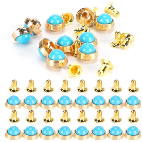 100 Rivets Cristal Colorés 8MM Zinc Alliage DIY pour Valise Vêtements Chaussures Bleu