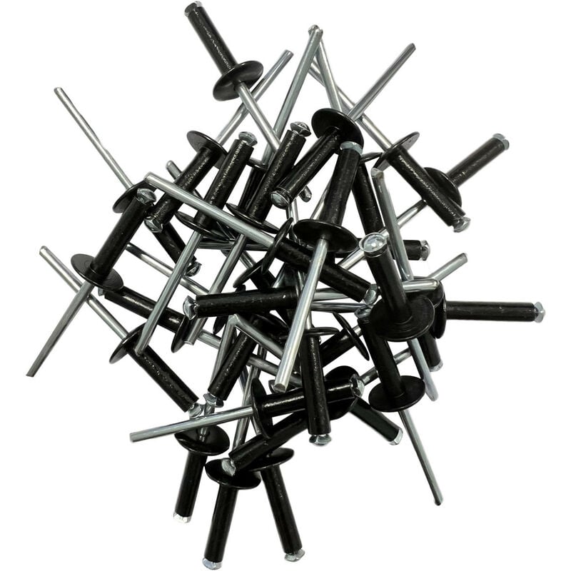 100 rivets eclateurs noirs de 4.8 x 20 plaques d'immatriculation