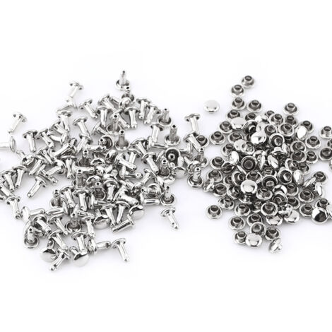 100 rivets tubulaires à double tête en métal pour la réparation et la décoration du cuir.
