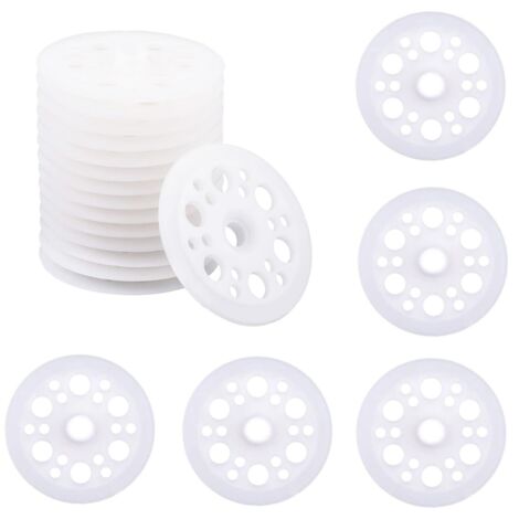 100 Rondelles en Plastique de 46mm, Rondelles en Polypropylène et Mousse pour la Fixation et le Support des Panneaux Isolants en Mousse