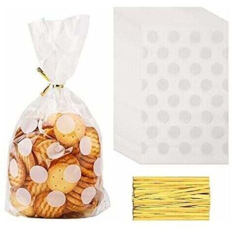 100 sacchetti di cellophane trasparente, sacchetti per caramelle, sacchetti regalo in cellophane, sacchetti trasparenti per biscotti, sacchetti con tappo a vite, sacchetti di plastica speciali per car