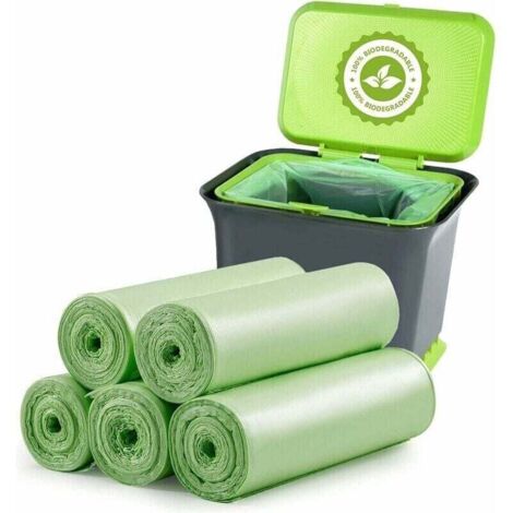 100 sacchetti per la spazzatura biodegradabili, sacchi per la spazzatura biodegradabili e compostabili da 20 litri di spessore per cibo, casa, cucina, ufficio, rifiuti da giardino e animali domestici