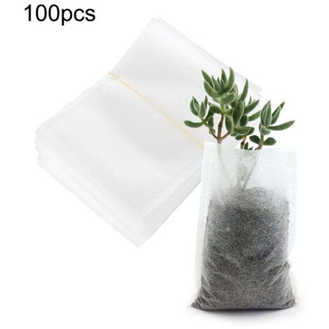 100 sacs de culture biodégradables - Sacs de semis en non-tissé - Idéal pour plantes et arbres