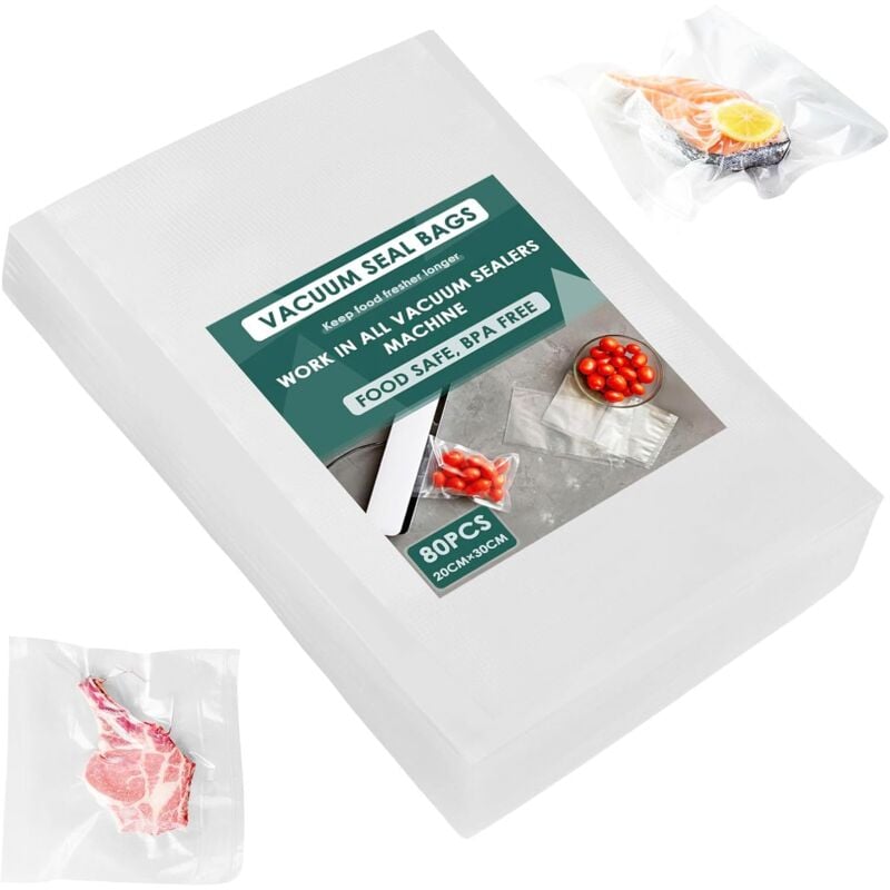 100 Sacs Sous Vide Alimentaire, 30 cm × 20 cm Sans BPA Sachet Film Congelation Mise Poche Vide pour Machine Vide Alimentaire, Compatible avec