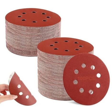 100 Schleifscheiben, Körnungen P40/80/120/180/320/400/600/800/1500/2000, professionelles Schleifpapier, 125 mm, 8 Löcher, für Exzenterschleifer