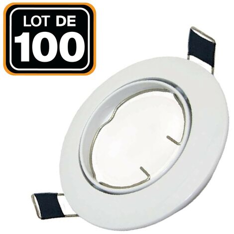 100 Schwenkbare Einbaurahmen LED-Spot rund weiß - Durchmesser 90mm - Bohrloch 65mm