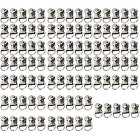 100 Sets aus Messing-Schnürhaken, Ösen und Schlaufen für Schuhe, Ledertaschen, DIY-Nietwerkzeuge, versilbert, 9 x 14 mm