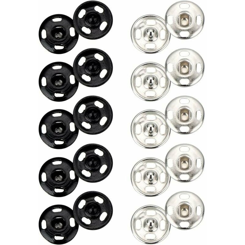 100 Sets Nähen Metalldruckknöpfe zum Nähen von Kleidungsstücken, (Schwarz Silber) 10 mm | 07068460384620 100 Sets Nähen Metalldruckknöpfe zum Nähen von Kleidungsstücken, (Schwarz Silber) 10 mm | 07068460384620