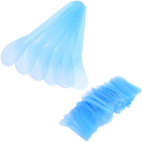 100 Spatules Jetables en Plastique pour Épilation, Maquillage Permanent et Soins de Peau, Bleues
