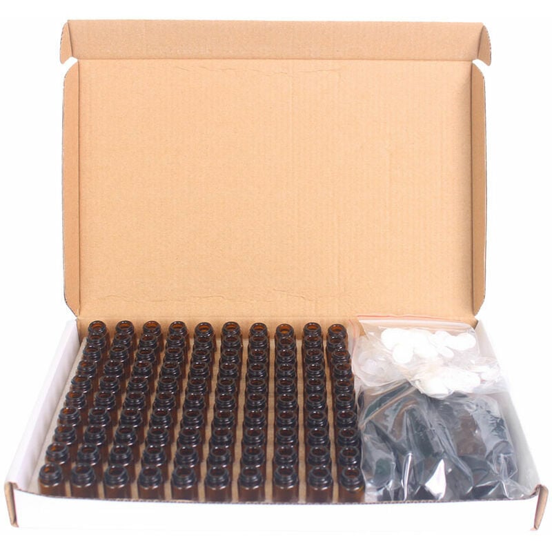 100 Stück 1 ml Braunglasflaschen für ätherische Öle Probenflaschen leere nachfüllbare Flasche mit schwarzen Kappen für ätherisches Öl Parfümöl, | 07634066542162 100 Stück 1 ml Braunglasflaschen für ätherische Öle Probenflaschen leere nachfüllbare Flasche mit schwarzen Kappen für ätherisches Öl Parfümöl, | 07634066542162