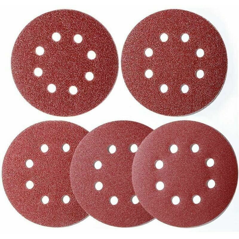 100 Stück 125 mm Klett-Rundschleifpapier, 8 Löcher runde Klett-Schleifscheiben 125 mm für Exzenterschleifer 20 x 40/60/80/120/180 Körnung | 07007910242349 100 Stück 125 mm Klett-Rundschleifpapier, 8 Löcher runde Klett-Schleifscheiben 125 mm für Exzenterschleifer 20 x 40/60/80/120/180 Körnung | 07007910242349