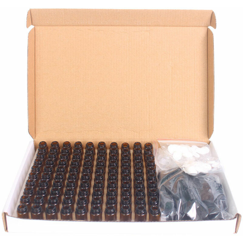 100 Stück 2 ml Braunglasflaschen für ätherische Öle Probenflaschen Nachfüllbare leere Flasche mit schwarzen Kappen für ätherisches Öl Parfüm | 06286583141499 100 Stück 2 ml Braunglasflaschen für ätherische Öle Probenflaschen Nachfüllbare leere Flasche mit schwarzen Kappen für ätherisches Öl Parfüm | 06286583141499