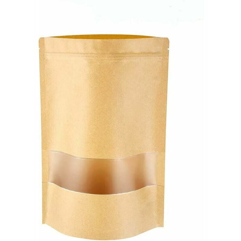 100 Stück Kraftpapier Lebensmittel Stand Up Zip Lock Beutel Brauner Papierbeutel mit durchsichtigem Fenster Wiederverwendbare Lebensmittel | 07634066051077 100 Stück Kraftpapier Lebensmittel Stand Up Zip Lock Beutel Brauner Papierbeutel mit durchsichtigem Fenster Wiederverwendbare Lebensmittel | 07634066051077