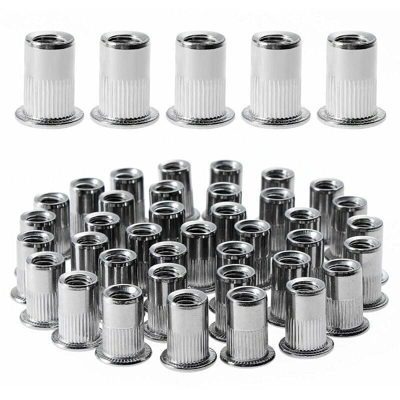 100 Stück M6 Flachkopf-Gewindenietmuttern, Edelstahl-Gewindenietmuttern, Sortiment Gewindeeinsätze für mentalen Kunststoff (12 mm 15 mm) | 06286528164712 100 Stück M6 Flachkopf-Gewindenietmuttern, Edelstahl-Gewindenietmuttern, Sortiment Gewindeeinsätze für mentalen Kunststoff (12 mm 15 mm) | 06286528164712